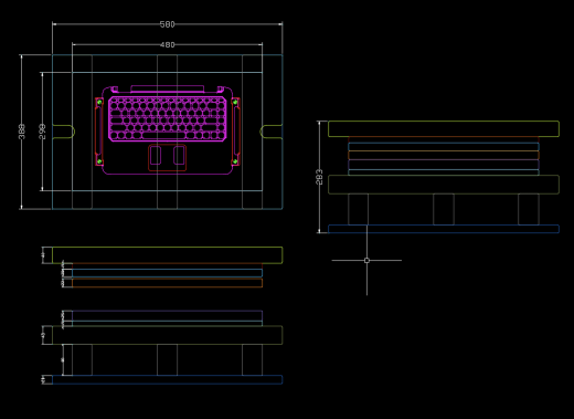 笔记本键盘外壳半剪冲孔模具图缩略图